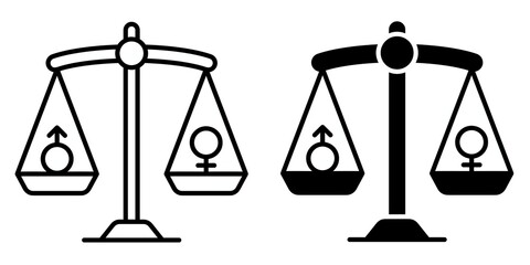 gender equality editable stroke outline icon isolated on white background flat vector illustration, black outline, Pixel perfect