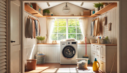 陽の差すランドリールーム