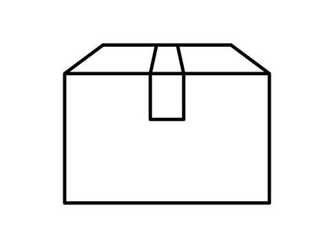 postal parcel box outline, carton shipping box line, brown corrugated box, cardboard postage box for transportation