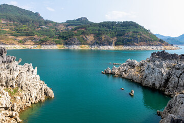 The scenery of Wanfeng Lake in Xingyi City, Qiannan Autonomous Prefecture, Guizhou Province, China.