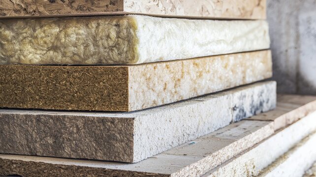 Diagram illustrating various residential insulation materials, including fiberglass, foam, cellulose, and mineral wool, highlighting their applications and benefits for energy efficiency.
