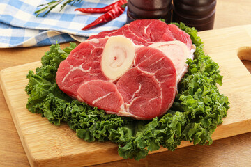 Raw ossobuco beef meat for cooking