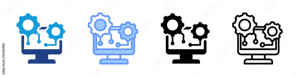 Poster Computing icon set multiple style collection