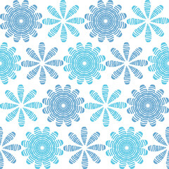 seamless pattern with indigo blue circles flower pattern background