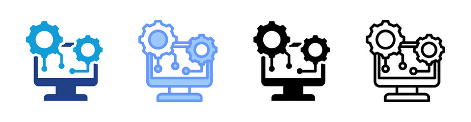 Computing icon set multiple style collection