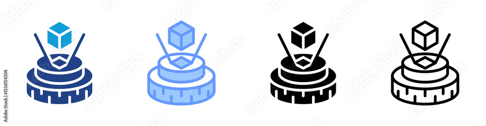 Poster holography icon set multiple style collection