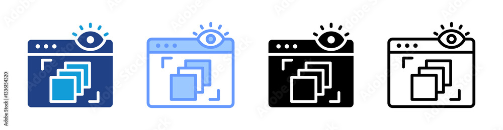 Poster Depth Perception icon set multiple style collection