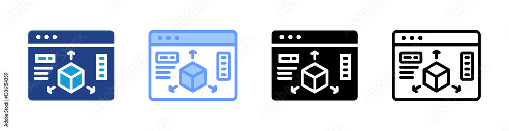 Aufkleber 3D Modeling icon set multiple style collection