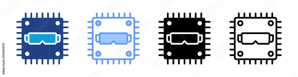 Poster Spatial Processing Unit icon set multiple style collection