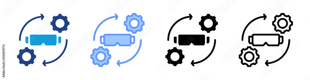 Aufkleber spatial integration icon set multiple style collection