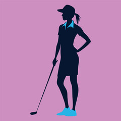women golf player silhouette vector design