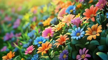 A vibrant spring meadow filled with colorful flowers, bringing the joy of the season to life.