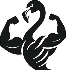 black bodybuilder flamingo vector illustration