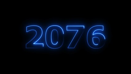 2076 Sal neon text background, Glowing neon business number illustration.