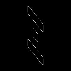 Vector outline number 1. Italic number design. This design is suitable for t-shirts, construction, architecture, sports, etc. Alphabet for kids to color.