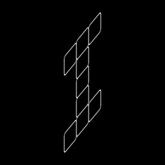 Vector outline number one. Italic number design. This design is suitable for t-shirts, construction, architecture, sports, etc. Alphabet for kids to color.