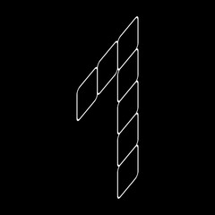 Vector outline number seven. Italic number design. This design is suitable for t-shirts, construction, architecture, sports, etc. Alphabet for kids to color.