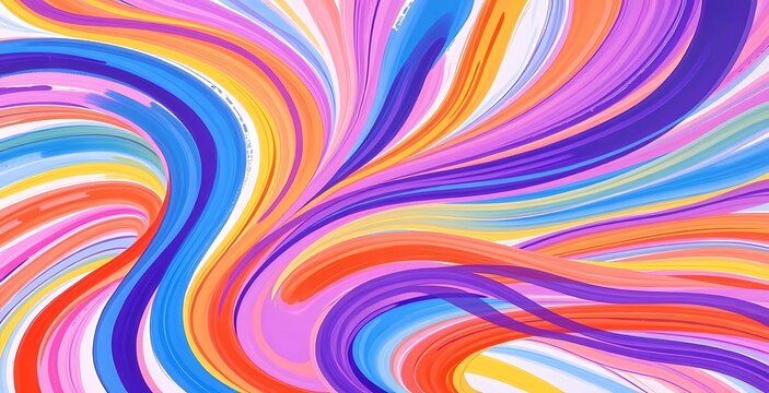 Abstract colored twisted lines in a vibrant flowing style of contemporary art