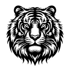 Black tiger silhouettes vector illustration tiger head icon tigers - wild animals, vector design of tigers isolated on white background