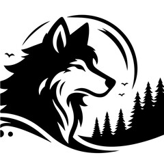 Wolf vector illustration for logo or design wolf silhouette howling wolf - vector illustration Wolf silhouette vector art illustration