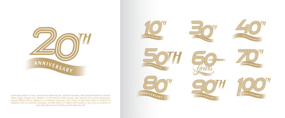 set of anniversary logo for celebration moment, company profile, booklet, leaflet, magazine, brochure, web, invitation or greeting card