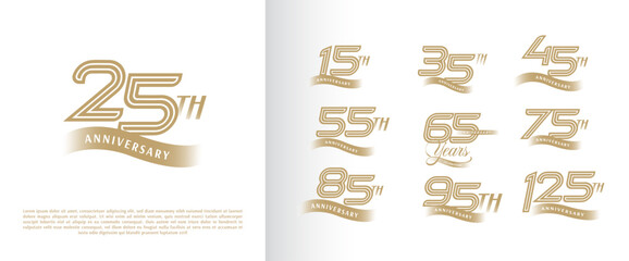 set of anniversary logo for celebration moment, company profile, booklet, leaflet, magazine, brochure, web, invitation or greeting card