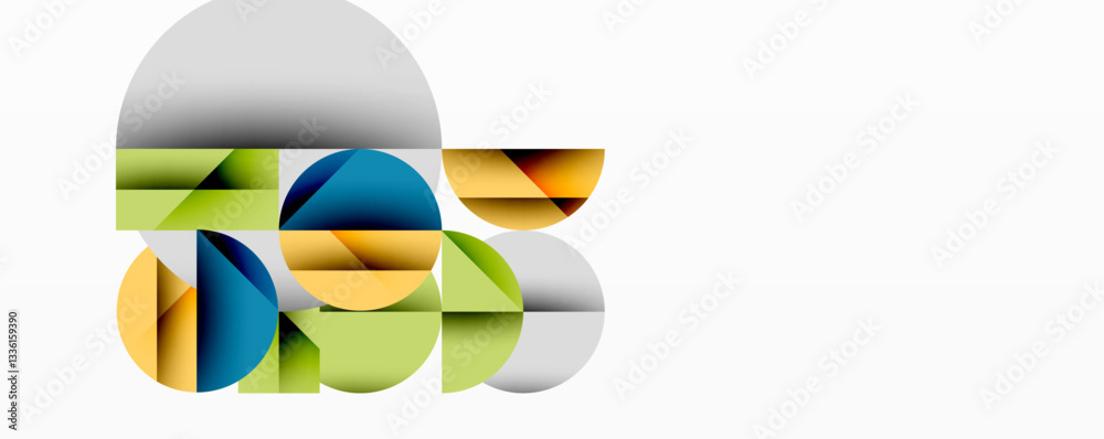 Aufkleber Modern abstract composition with layered circles and angular segments featuring gradients, transparency effects, and a structured geometric layout