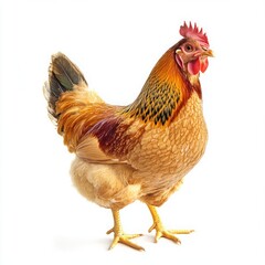 Fototapeta premium A full-body brown chicken hen standing.