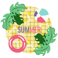 Circle Summer vector art isolated transparent background. Perfect Summer Vibes concept for t-shirt print copybook cover template design. Summer Sale poster banner background graphic theme. EPS 10