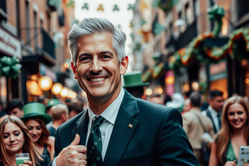 Obraz premium Smiling Man at St. Patrick's Day Celebration