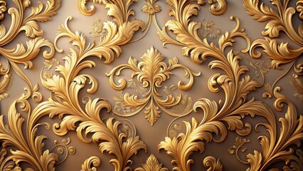 Luxurious Golden Baroque Design  Intricate Ornate Floral Pattern for Elegant Backgrounds and Textures