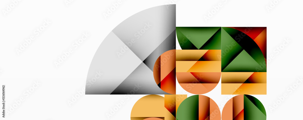 Aufkleber Modern abstract composition with layered circles and angular segments featuring gradients, transparency effects, and a structured geometric layout