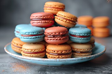 Obraz premium an Assortment of Colorful Macarons Arranged in a Pattern
