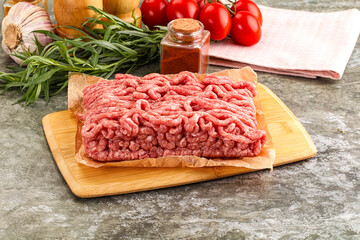 Raw uncooked red minced meat
