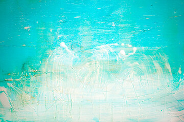 水色に塗った木の板_白いニス