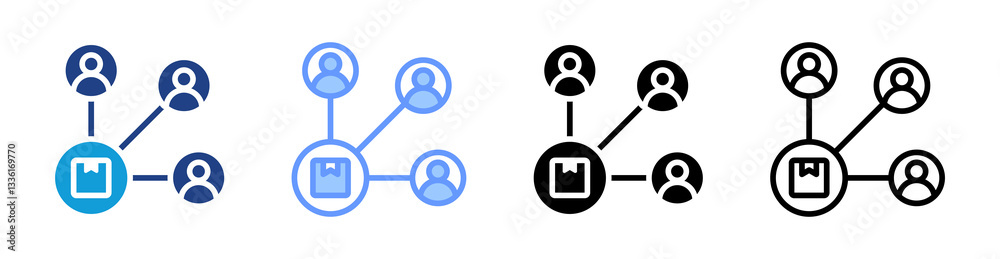 Poster Distribution icon set multiple style collection