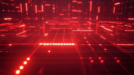 Abstract Red Digital Network Background