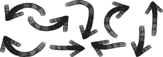 Hand drawn various style brush arrow set  and grunge arrow vector, grunge arrow brush, grunge arrow paint.