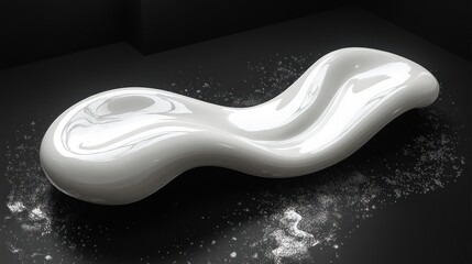 Obraz premium Abstract white chaise lounge on dark floor with speckled background