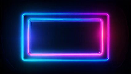 Vibrant Neon Square Frame with Blue and Pink Lights. Glowing Neon Square in Pink and Blue. Neon Light Frame.