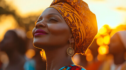 Sunset Reverie Spiritual Baptist Liberation Day - Vibrant Ceremony in Rich Fabrics and Bold Prints for Cultural Spring Celebrations and Event Market Strategies