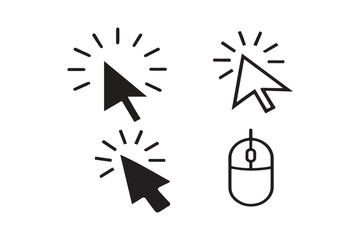 An arrow click icon signifies the action of selecting or activating elements within a digital interface using a pointing device.