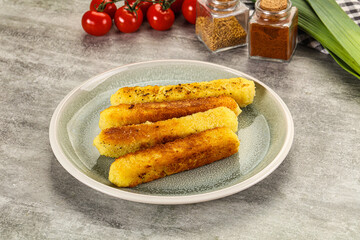 Crispy breaded mozarella cheese sticks