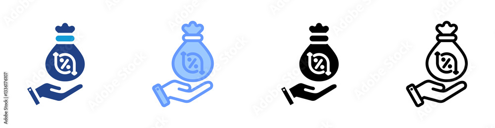 Poster interest rate icon set multiple style collection