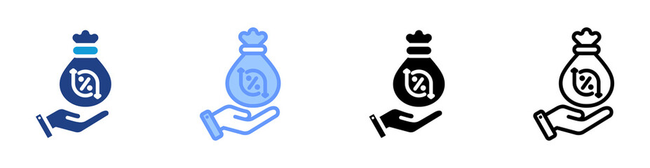 Interest Rate icon set multiple style collection