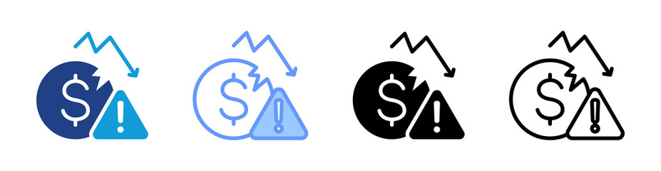 Bankruptcy icon set multiple style collection