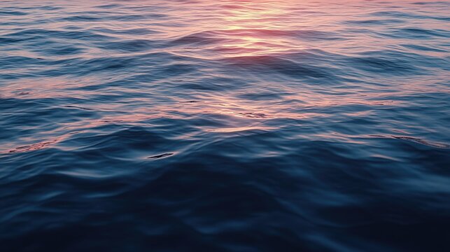 Serene Ocean at Sunset with Gentle Waves and Soft Muted Hues of Pink, Orange, and Purple in the Sky and Water