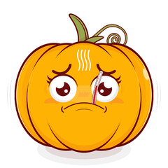 pumpkin sick face cartoon cute
