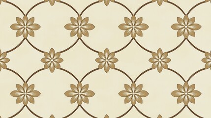 Elegant Floral Pattern in Soft Beige and Brown Tones for Interior Design and Decor