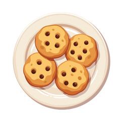 Freshly baked cookies arranged on a white plate, sweet indulgence